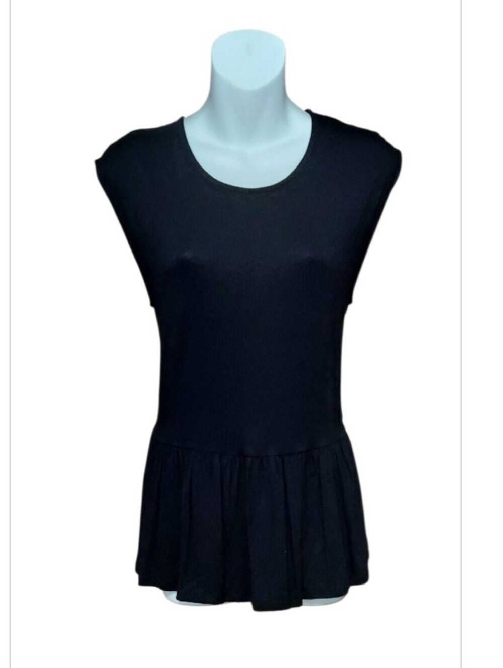 NWT Daisy Fuentes Sleeveless Black Peplum Lace Back Top Sz Medium - Picture 3 of 5